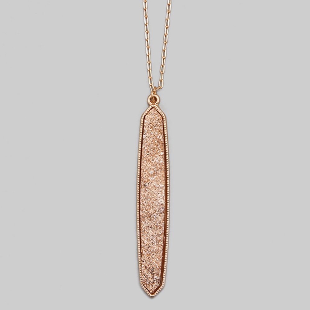 ‼️PRICE DROP‼️ONLY $10 TODAY✨BRAND NEW✨Oval Stone Druze Necklace✨2 colors!❤️🎄 - Picture 3 of 6